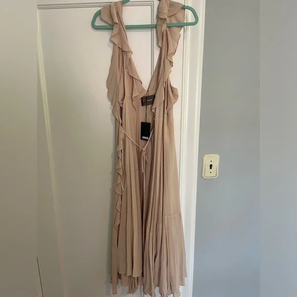 Reformation Champagne Dress- Sz Large/ 10 - Picture 2 of 5